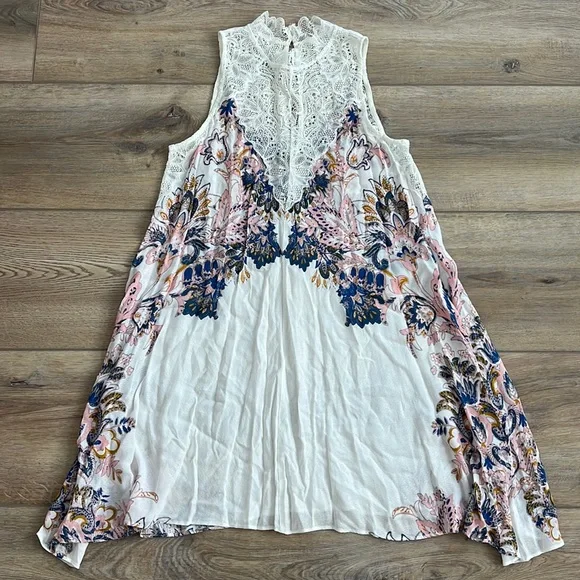 floral print lace trim dress Mortua Grunge Floral Print Lace Trim Mini Wrap Dress